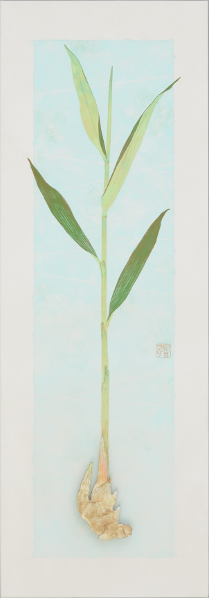 Takako Kikuchi, Yanaka Ginger, 2022, 45.4×15.8cm, Cloisonné enamel ware, colour on Japanese paper