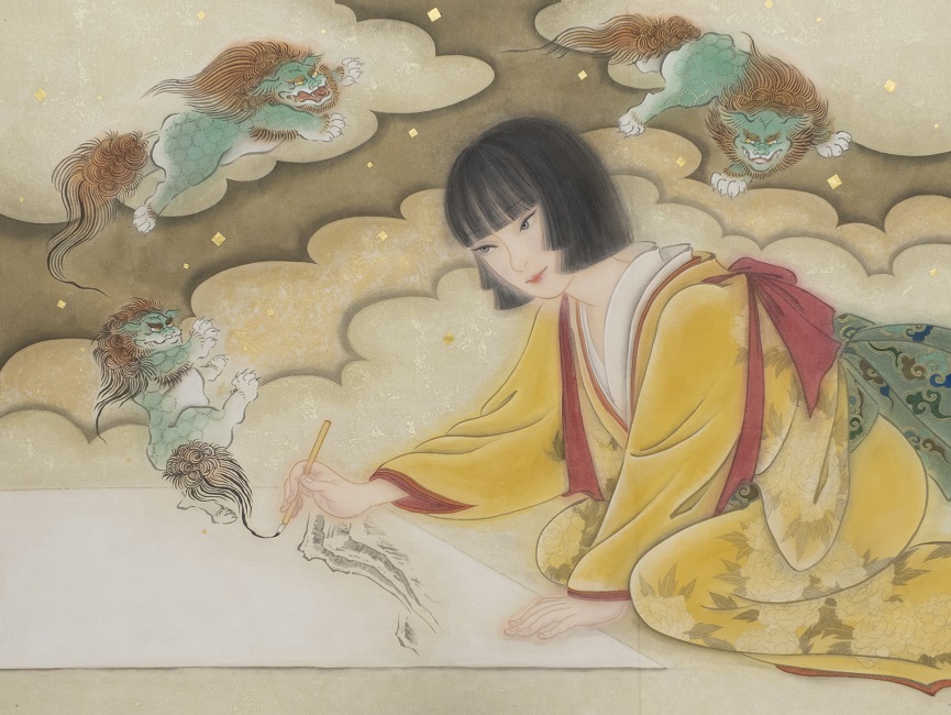 Yuki Yatsu, Picturesque Tales, 2022, h60×w80cm, colour on silk