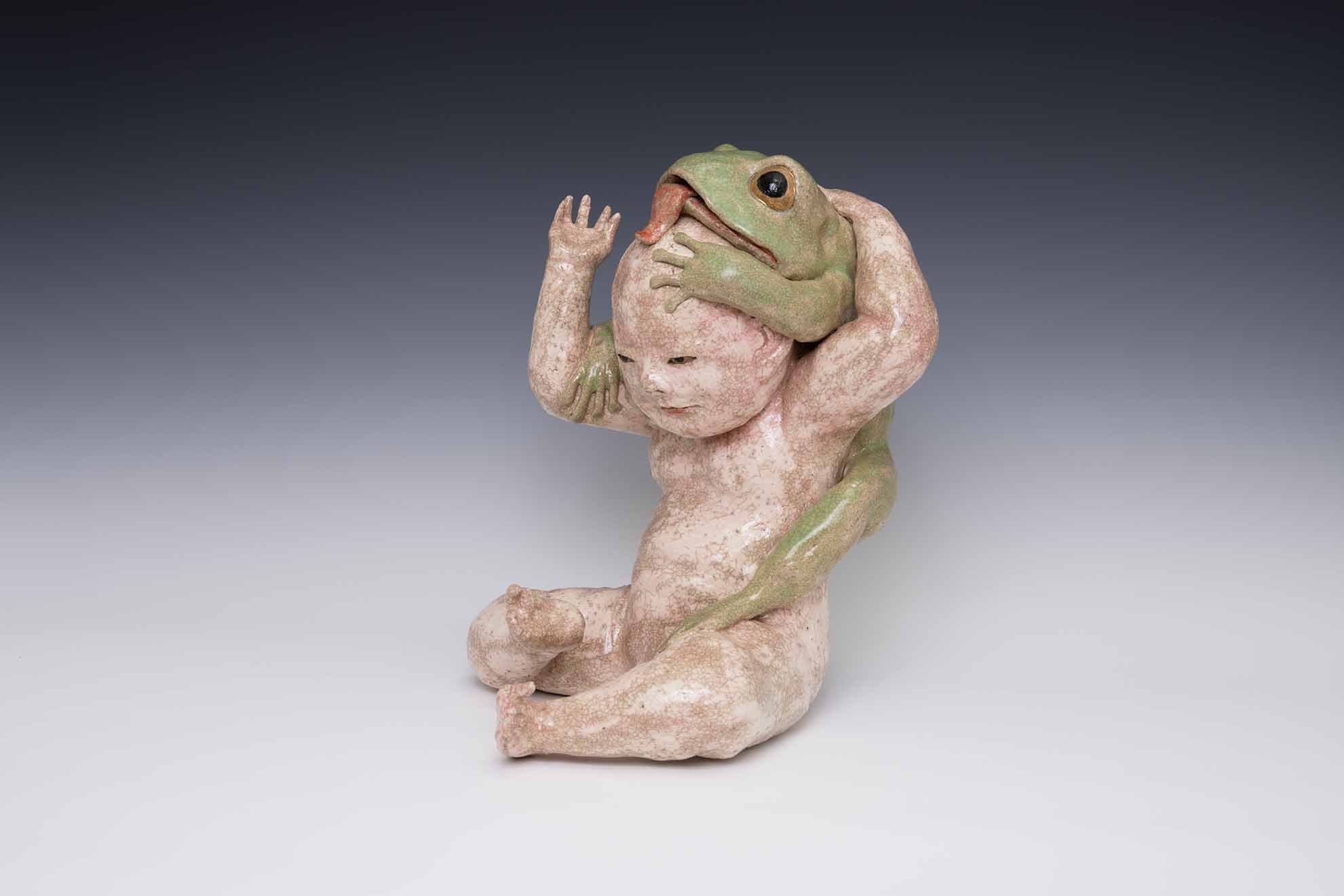 陶芸家 相場るい児 蛙 招き猫 水滴 現代アート 工芸品 - 工芸品