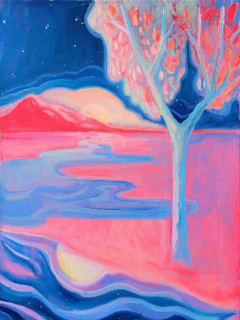Danielle Winger, Golden Fingers, 2024, 40.64×30.5 cm, oil on canvas